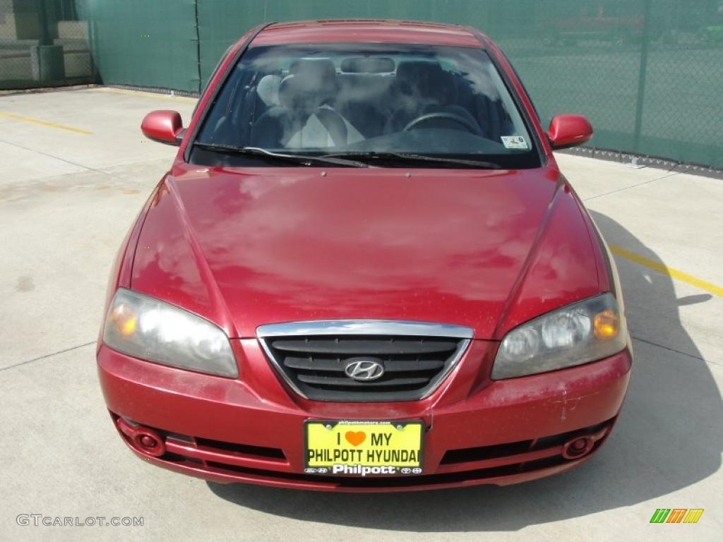 2004 Elantra GLS Sedan - Crimson Dark Red / Gray photo #8