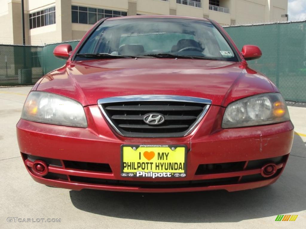 2004 Elantra GLS Sedan - Crimson Dark Red / Gray photo #9