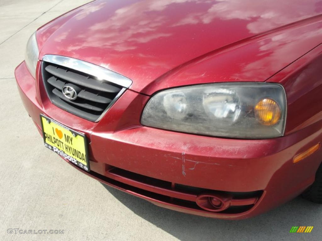 2004 Elantra GLS Sedan - Crimson Dark Red / Gray photo #11