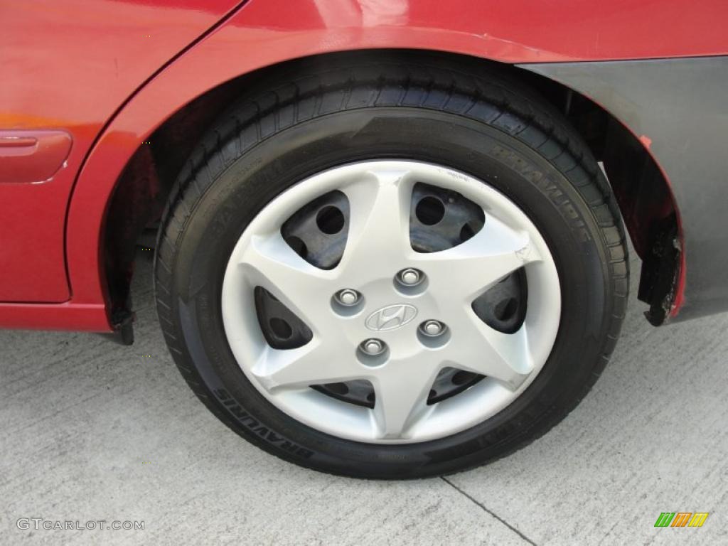 2004 Elantra GLS Sedan - Crimson Dark Red / Gray photo #13