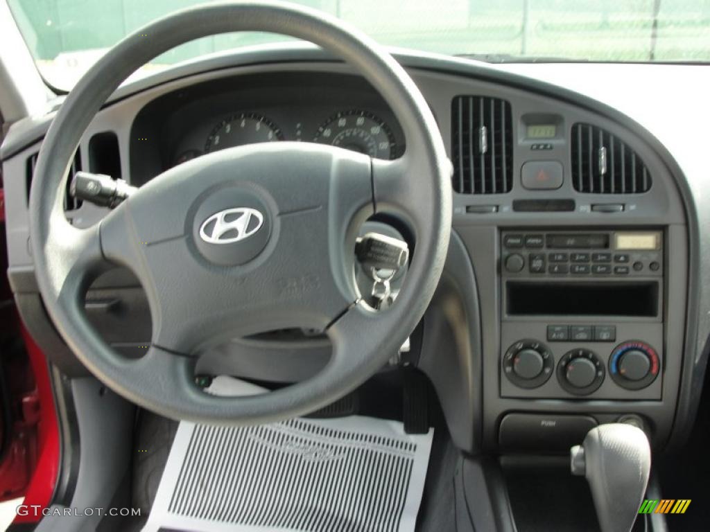 2004 Elantra GLS Sedan - Crimson Dark Red / Gray photo #33