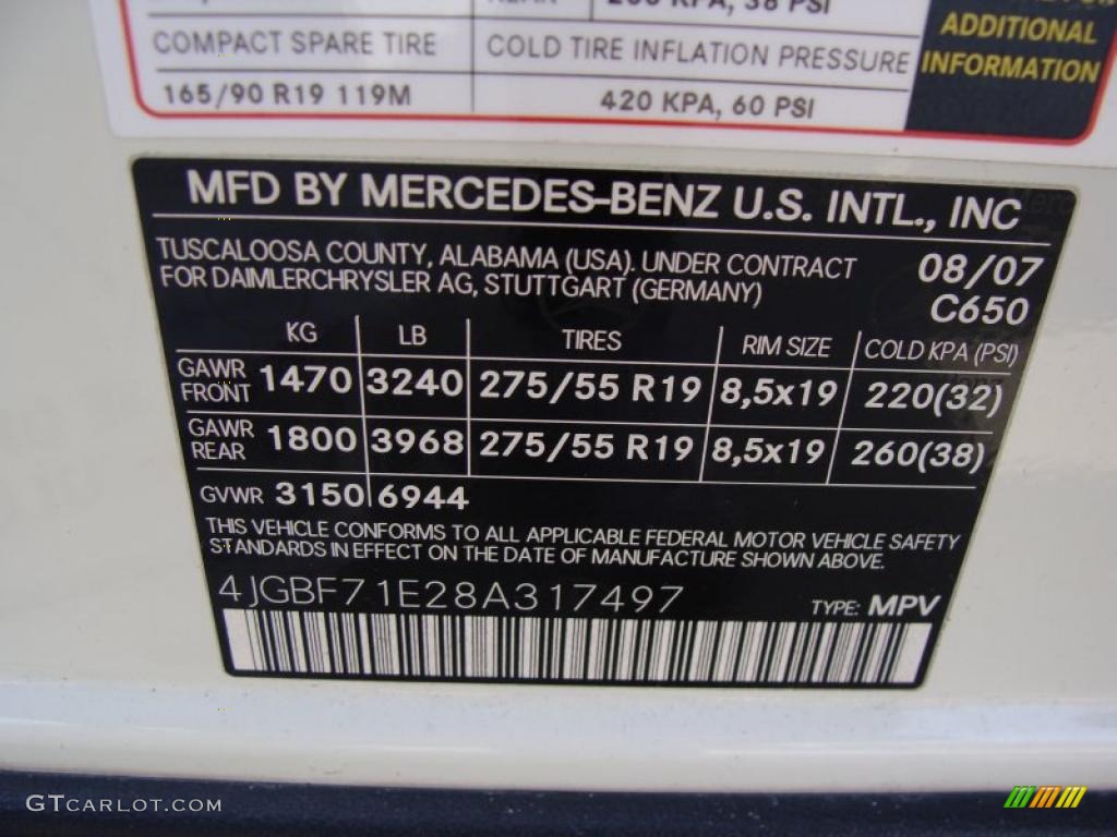 2008 GL Color Code 650 for Arctic White Photo #38299139