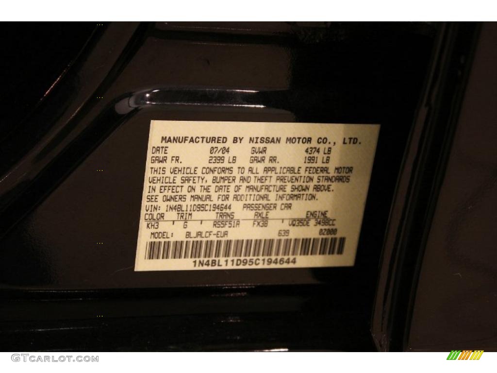 2005 Nissan Altima 3.5 SE Info Tag Photos