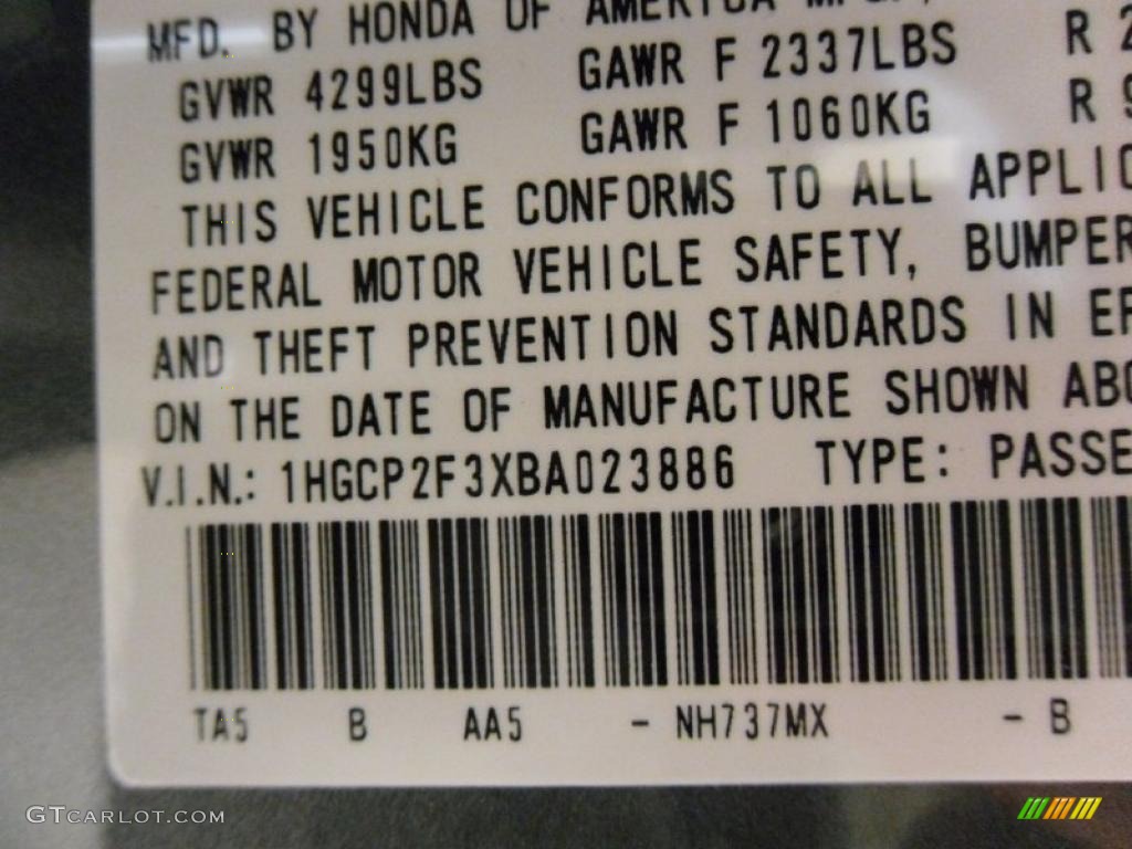 2011 Accord Color Code NH737M for Polished Metal Metallic Photo #38311083