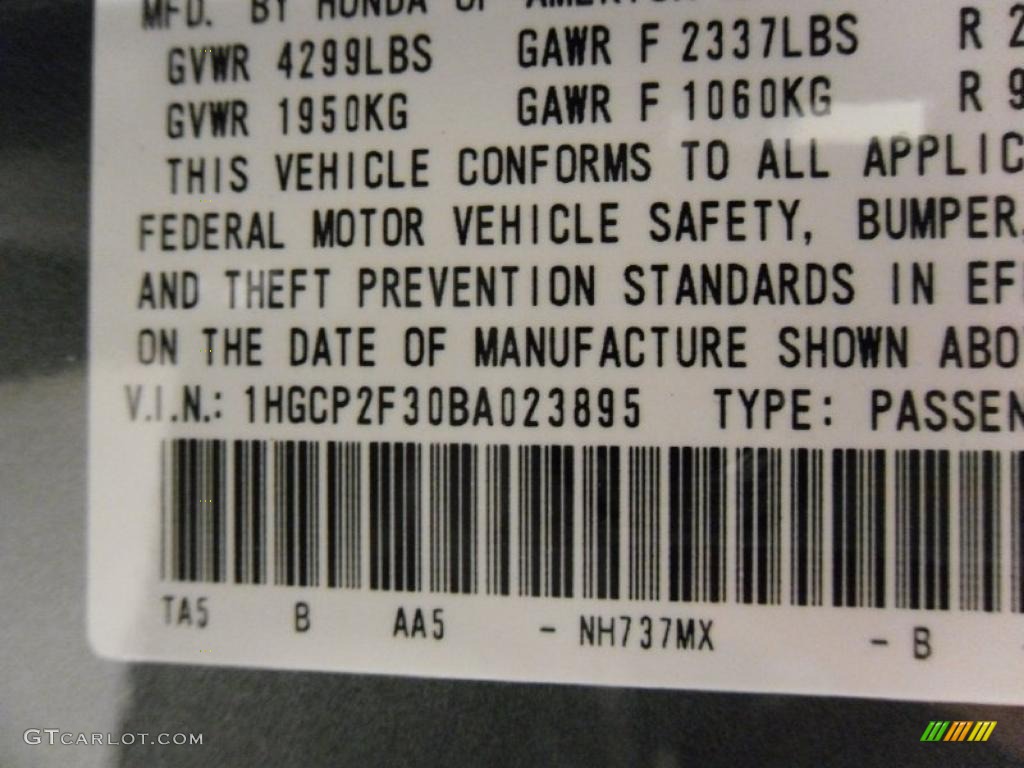 2011 Accord Color Code NH737M for Polished Metal Metallic Photo #38311543
