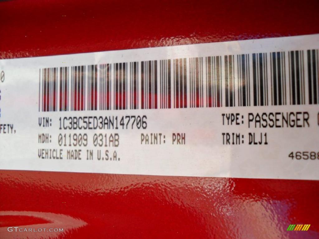 2010 Sebring Color Code PRH for Inferno Red Crystal Pearl Photo #38314935