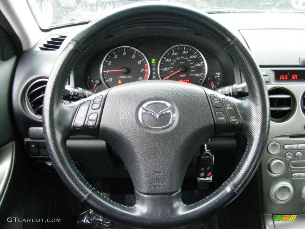 2004 Mazda MAZDA6 s Sedan Black Steering Wheel Photo #38319635