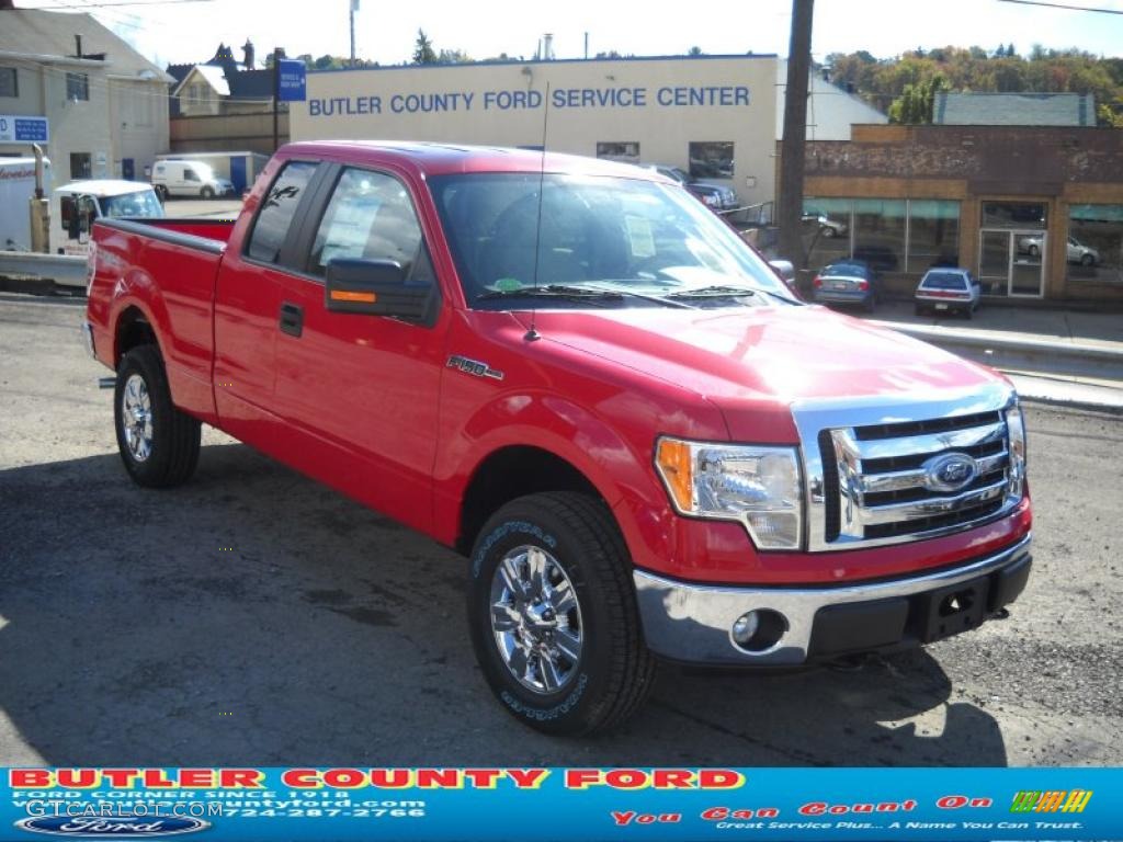 2010 F150 XLT SuperCab 4x4 - Vermillion Red / Tan photo #1