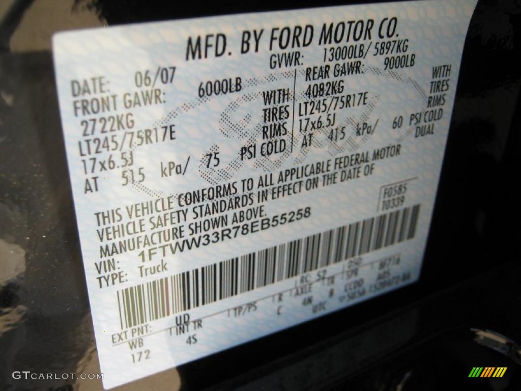 2008 Ford F350 Super Duty Lariat Crew Cab 4x4 Dually Info Tag Photos
