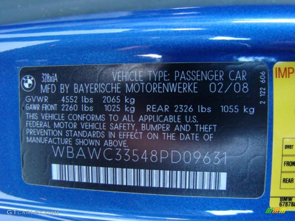 2008 BMW 3 Series 328xi Coupe Info Tag Photo #38335663