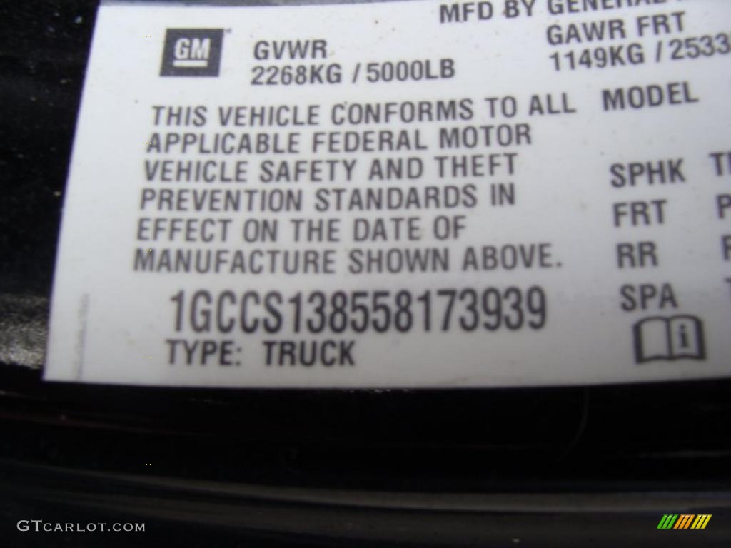 2005 Chevrolet Colorado LS Extended Cab Info Tag Photo #38339828