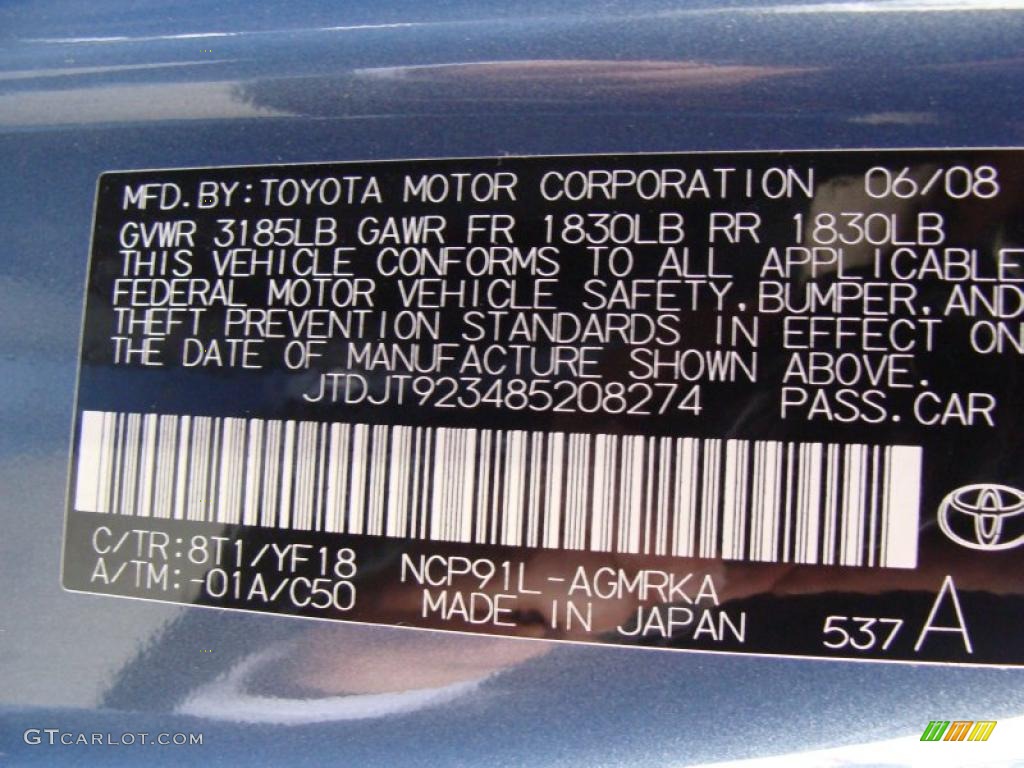 2008 Yaris S 3 Door Liftback - Bayou Blue Pearl / Dark Charcoal photo #16