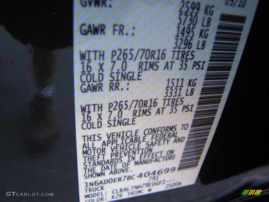 2011 Frontier Color Code K26 for Night Armor Metallic Photo #38343149