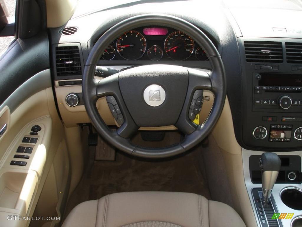2010 Saturn Outlook XE Tan Steering Wheel Photo #38355314