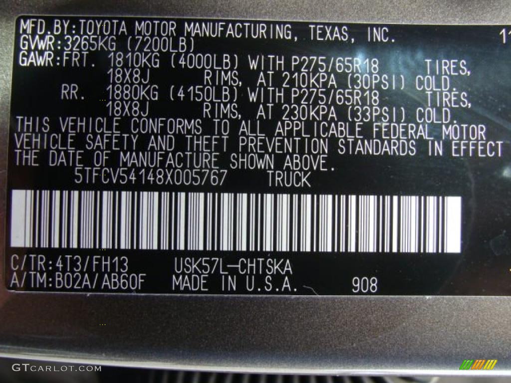 2008 Tundra Color Code 4T3 for Pyrite Mica Photo #38356702