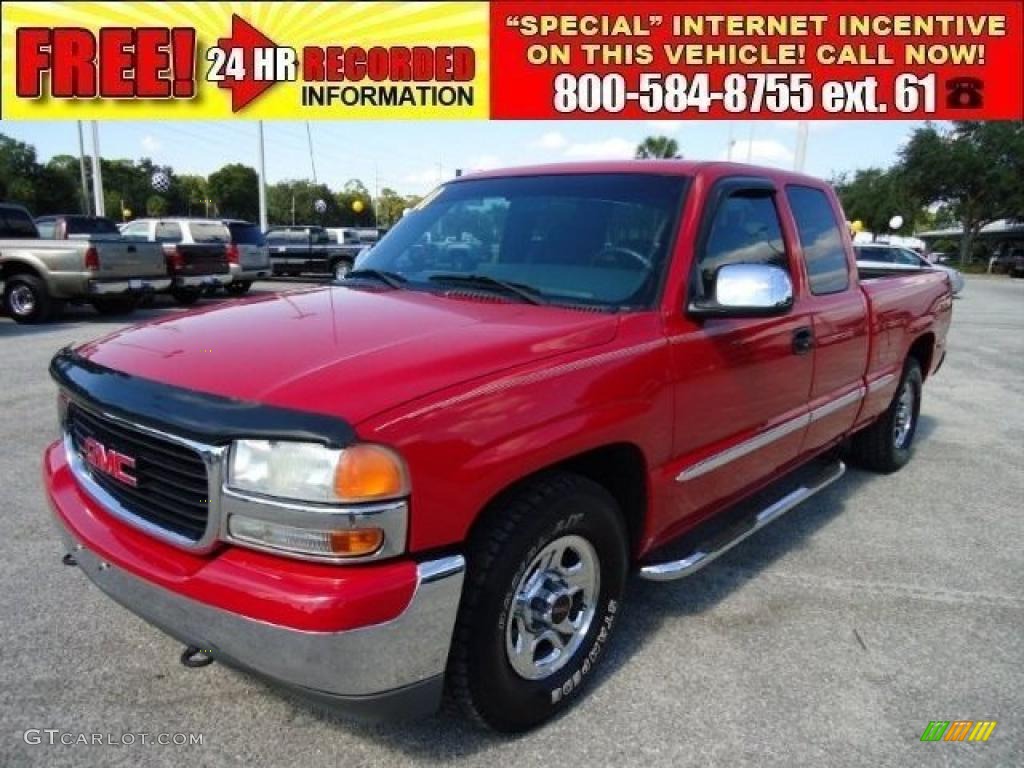 2001 Sierra 1500 SLE Extended Cab - Fire Red / Graphite photo #1
