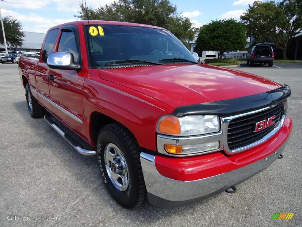 2001 Sierra 1500 SLE Extended Cab - Fire Red / Graphite photo #12