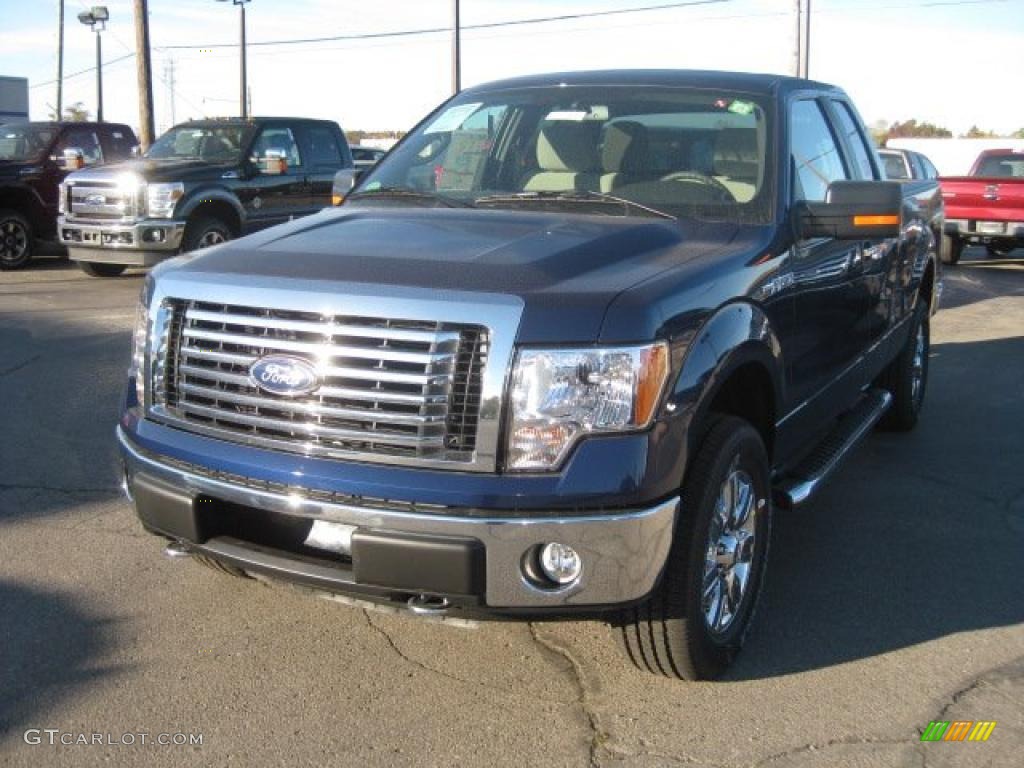 2010 F150 XLT SuperCab 4x4 - Dark Blue Pearl Metallic / Medium Stone photo #2