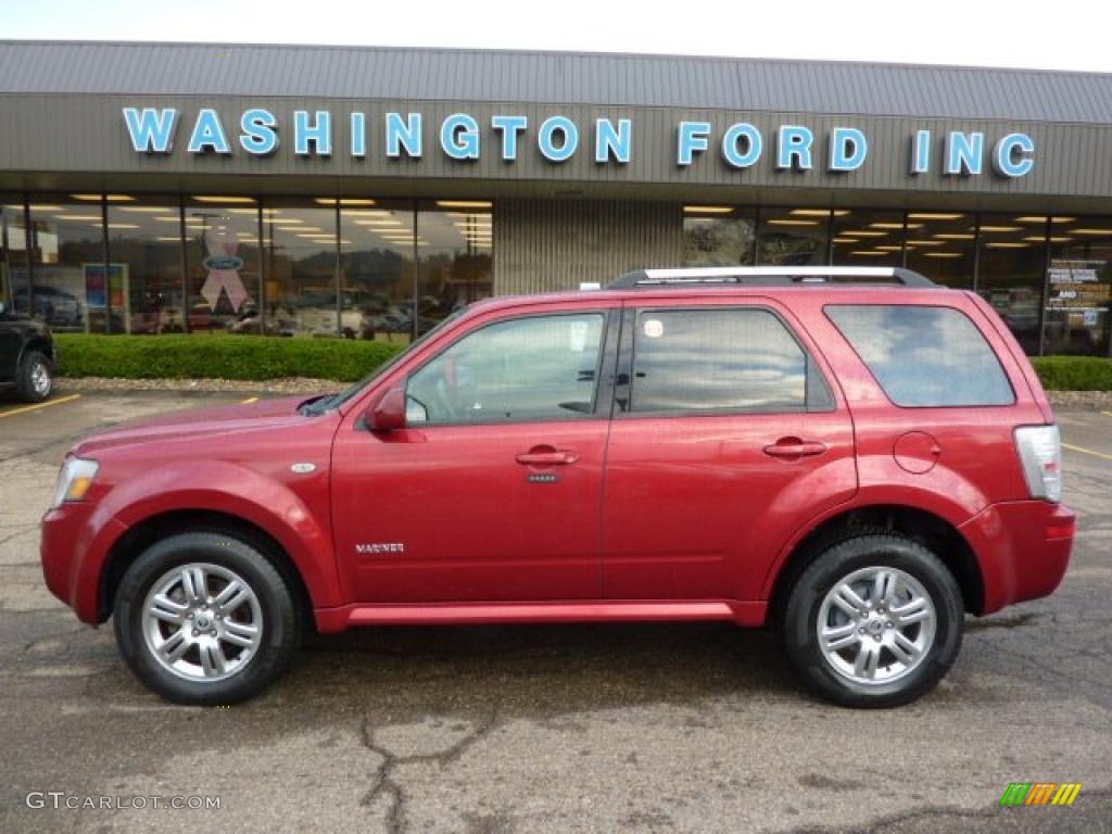 2008 Mariner V6 Premier 4WD - Vivid Red Metallic / Black/Stone photo #1