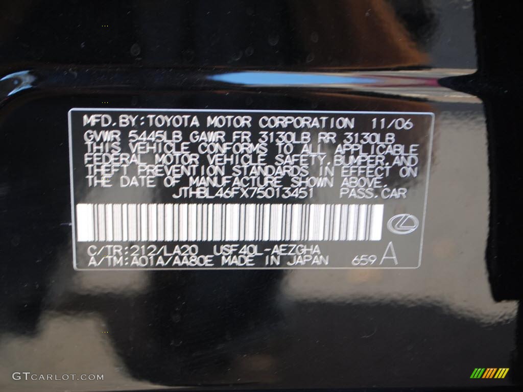 2007 Lexus LS 460 Info Tag Photos