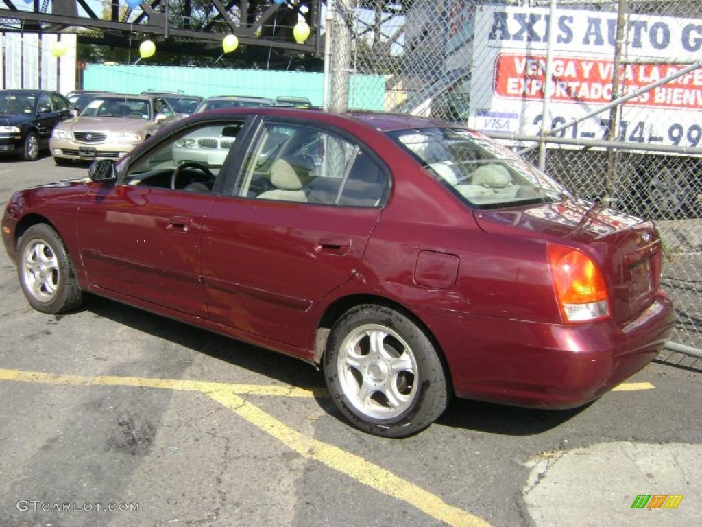 2002 Elantra GLS Sedan - Chianti Red / Beige photo #2