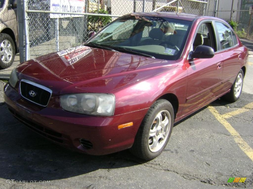 2002 Elantra GLS Sedan - Chianti Red / Beige photo #3