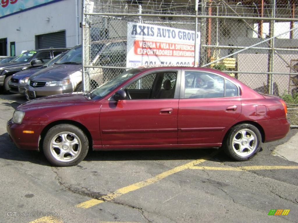 2002 Elantra GLS Sedan - Chianti Red / Beige photo #4