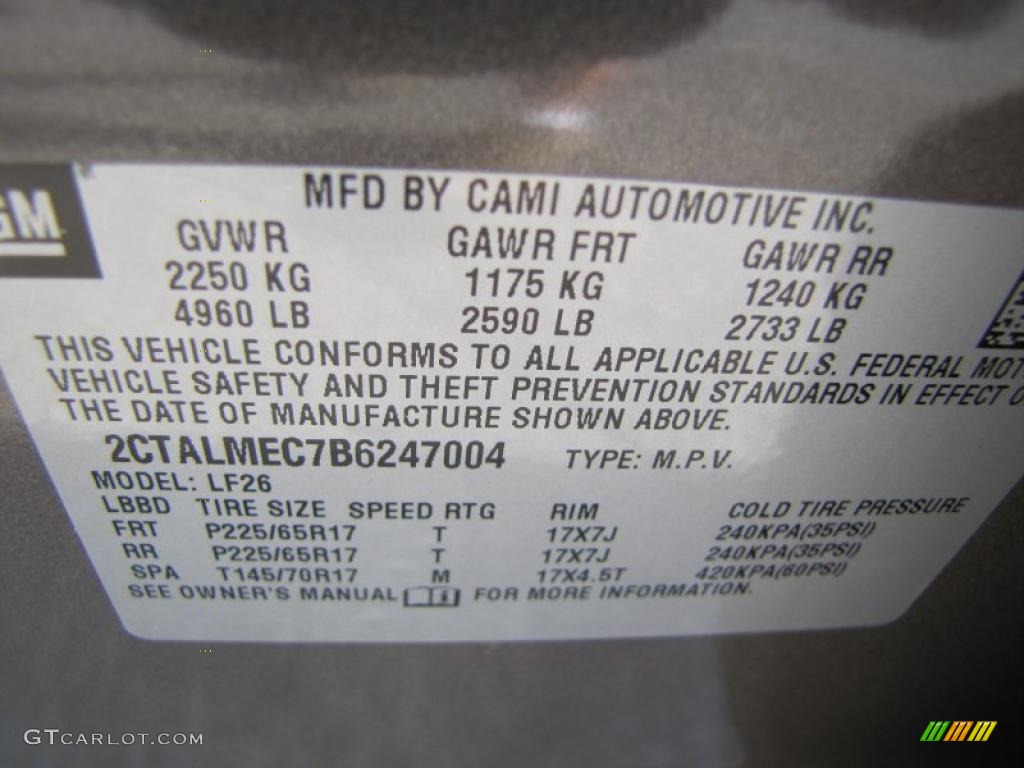2011 GMC Terrain SLE Info Tag Photo #38376206