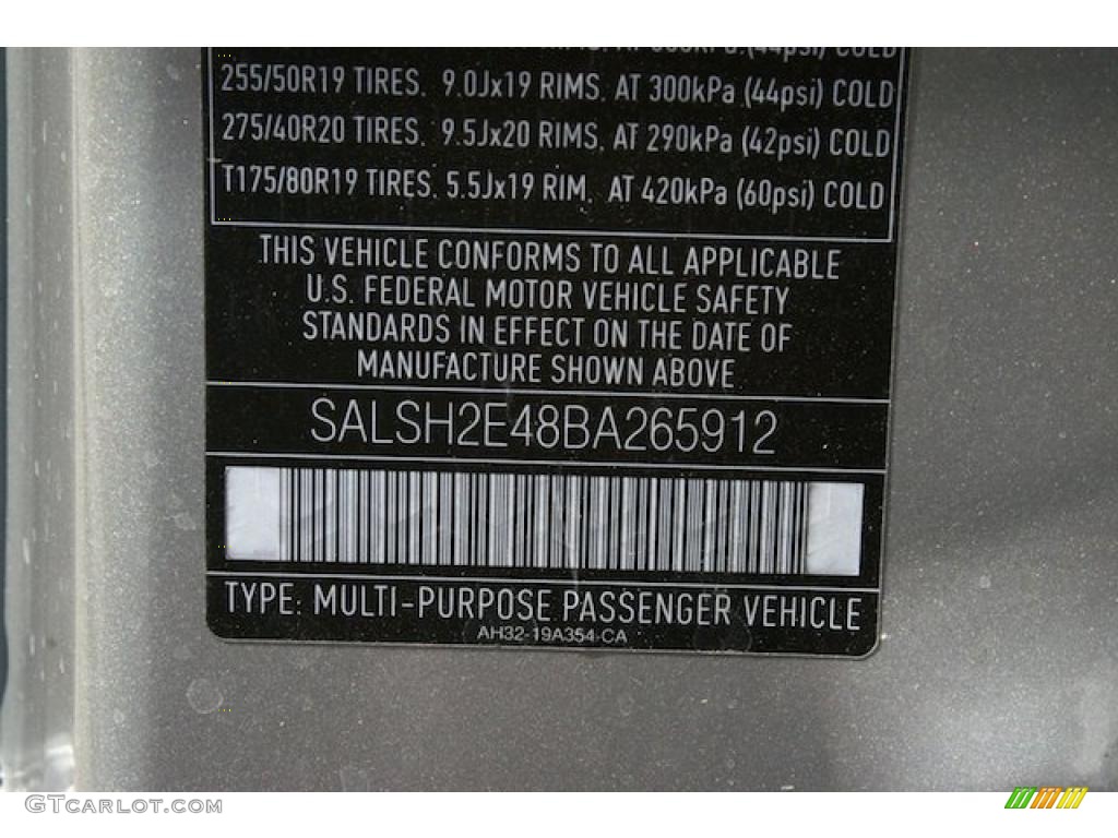 2011 Land Rover Range Rover Sport Supercharged Info Tag Photo #38377242