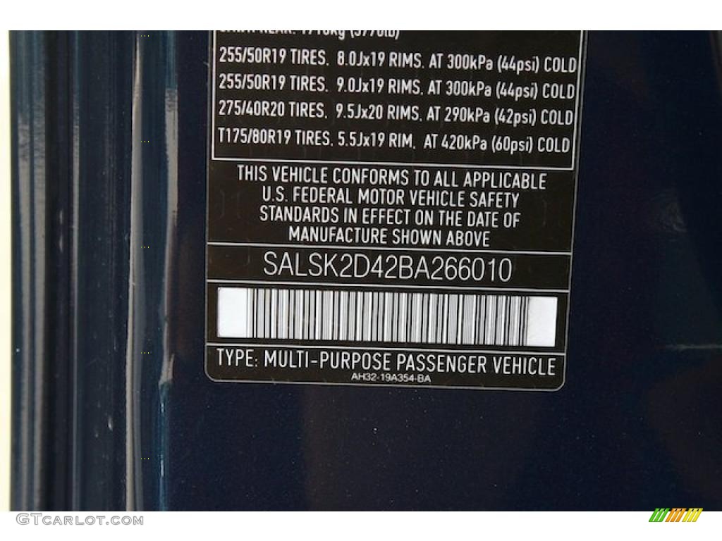 2011 Land Rover Range Rover Sport HSE LUX Info Tag Photo #38378143