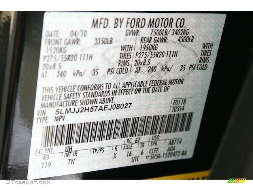 2010 Lincoln Navigator Standard Navigator Model Color Code Photos