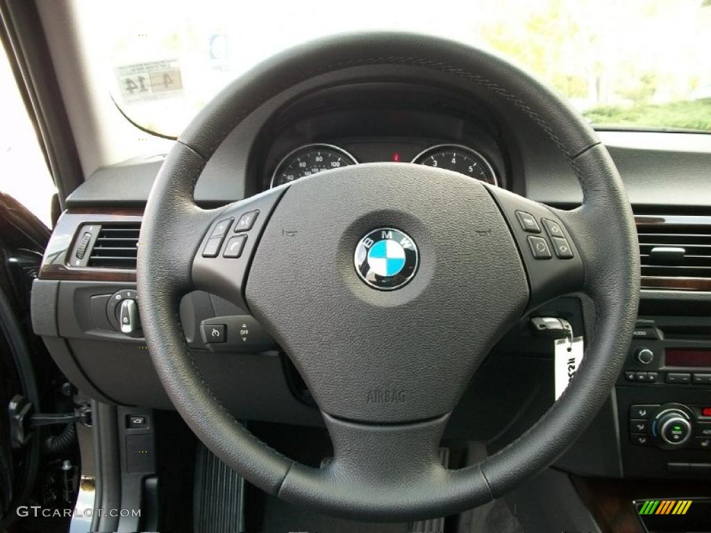 2011 BMW 3 Series 328i xDrive Sedan Black Steering Wheel Photo #38380986