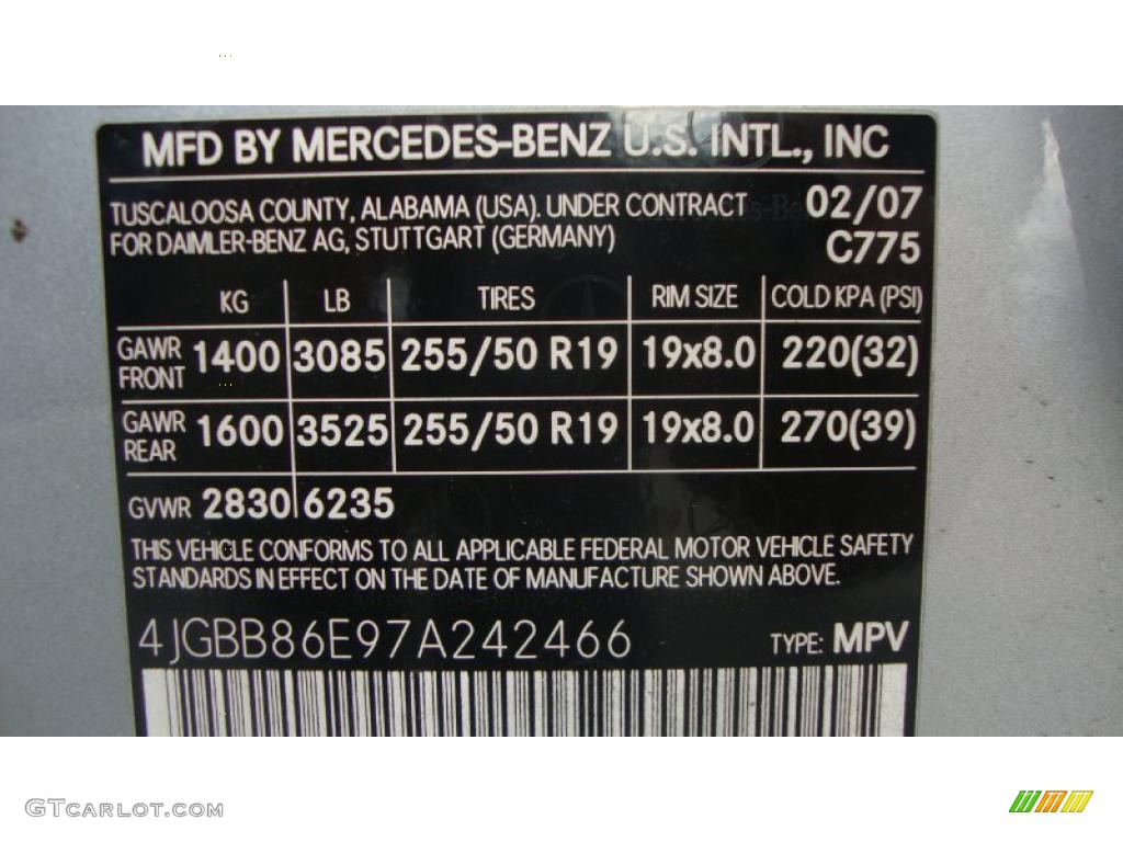 2007 ML Color Code 775 for Iridium Silver Metallic Photo #38382590