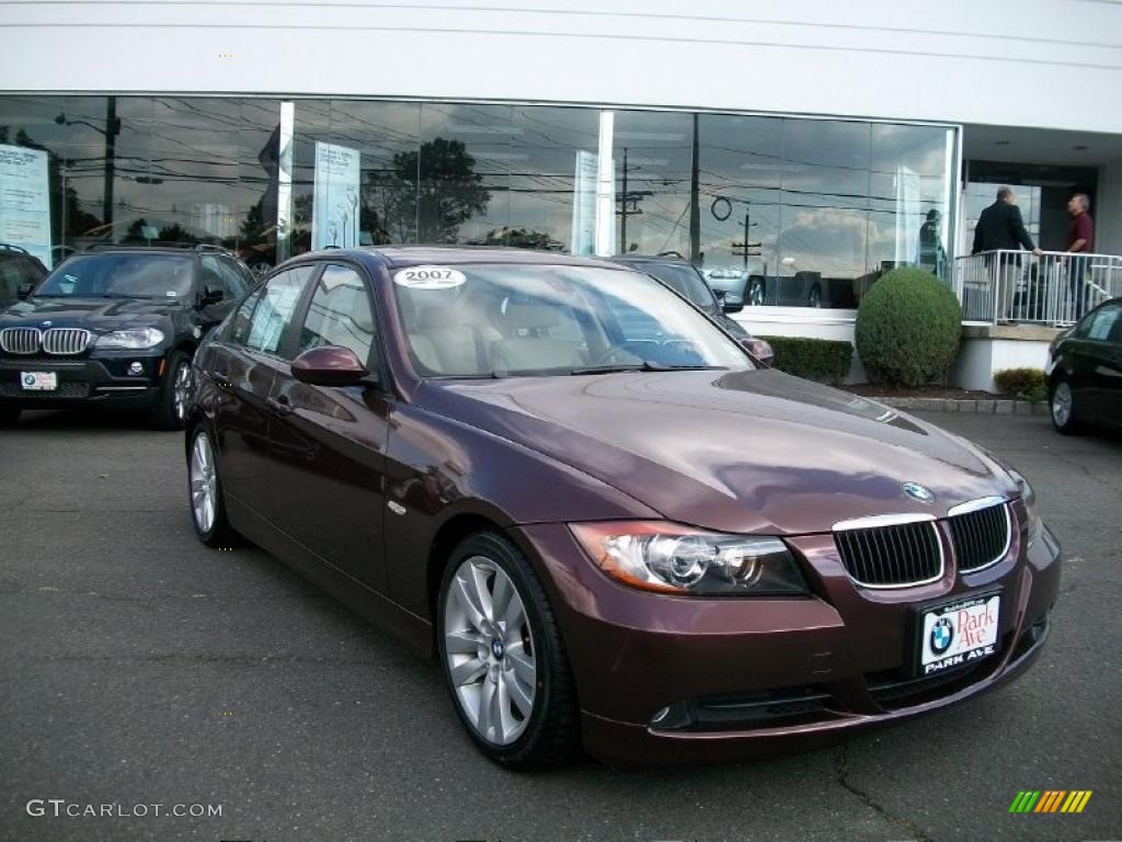 2007 3 Series 328i Sedan - Barrique Red Metallic / Beige photo #3