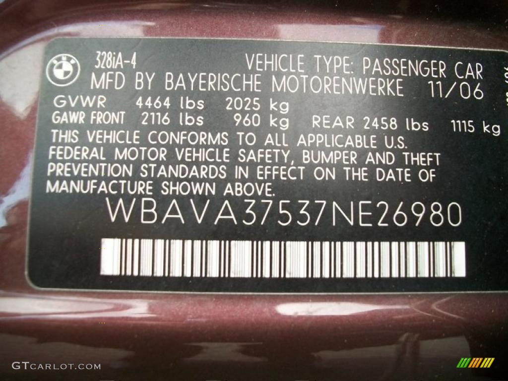 2007 3 Series 328i Sedan - Barrique Red Metallic / Beige photo #33