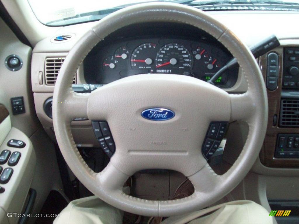 2005 Ford Explorer Eddie Bauer 4x4 Medium Parchment Steering Wheel Photo #38384294