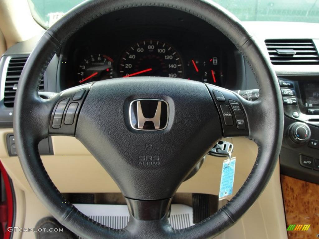2004 Honda Accord EX-L Coupe Ivory Steering Wheel Photo #38390359