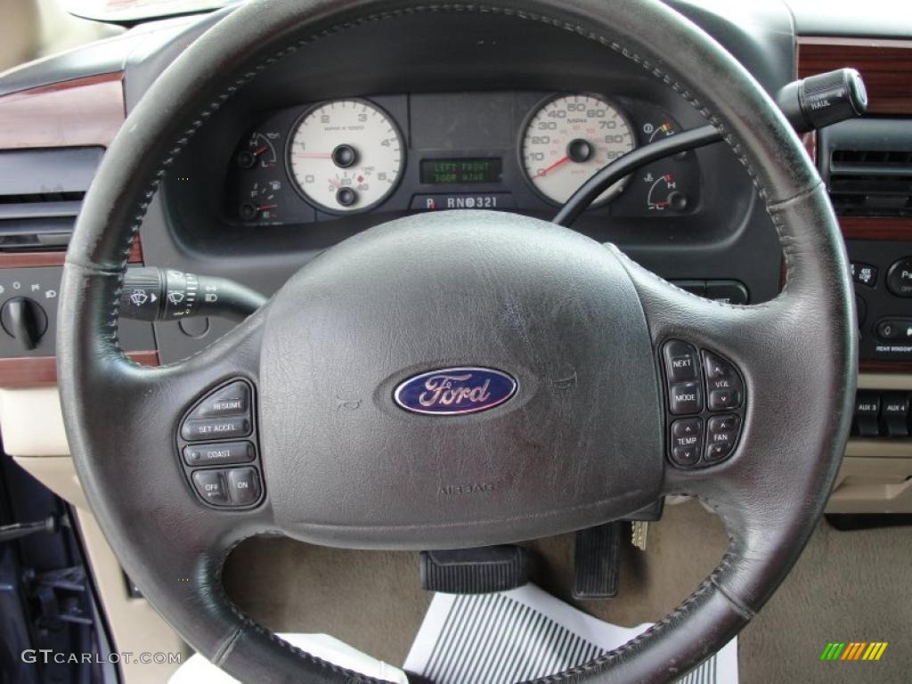 2005 F350 Super Duty Lariat Crew Cab 4x4 Dually - Medium Wedgewood Blue Metallic / Tan photo #42