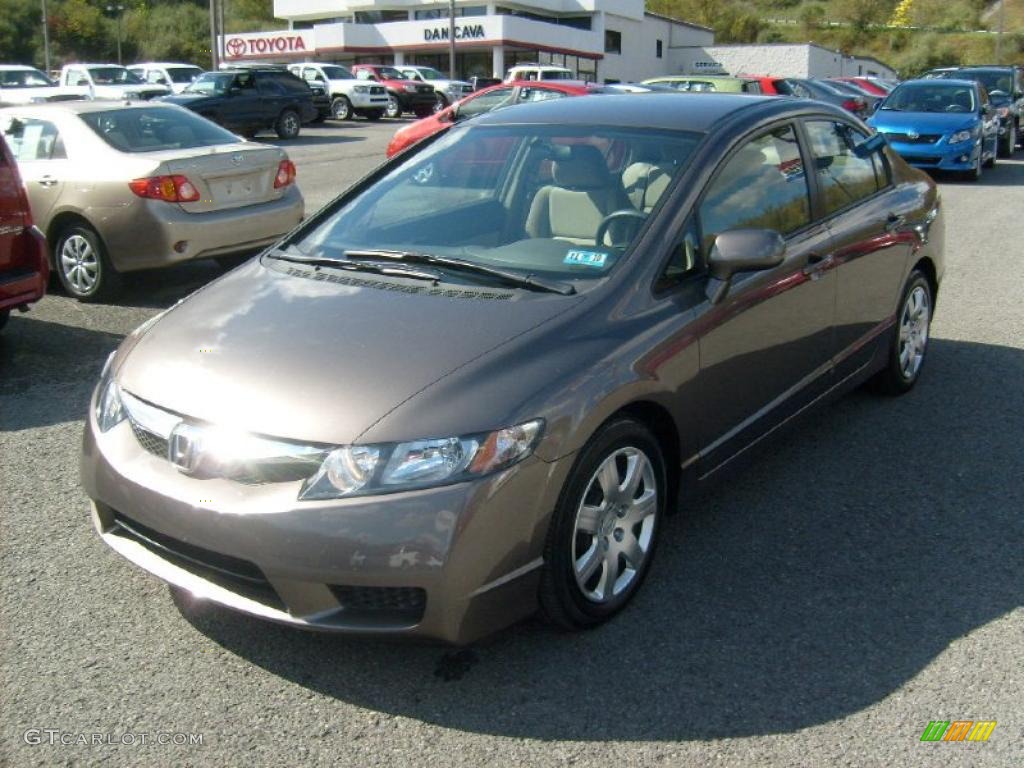 2010 Civic LX Sedan - Urban Titanium Metallic / Beige photo #3