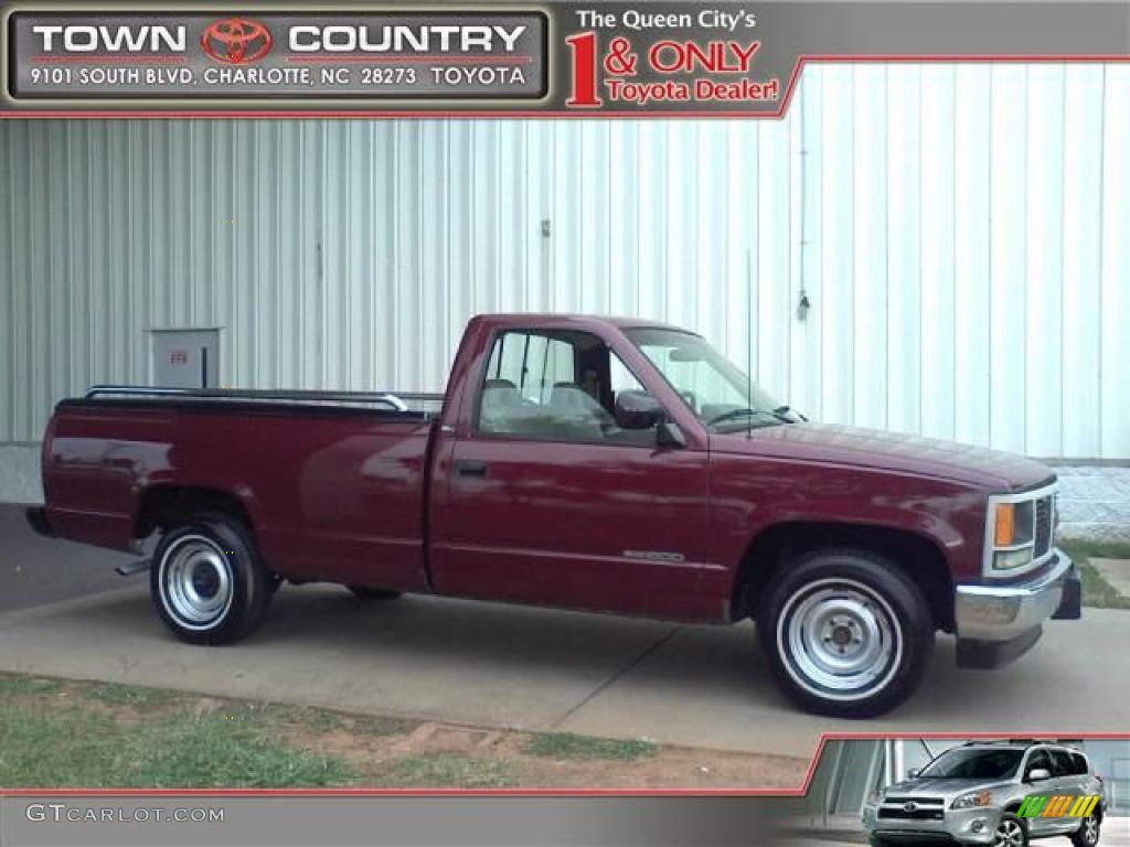 1993 Sierra 1500 Regular Cab - Dark Hunt Club Red Metallic / Gray photo #1