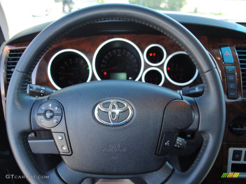 2008 Toyota Tundra Limited CrewMax Graphite Gray Steering Wheel Photo #38400656