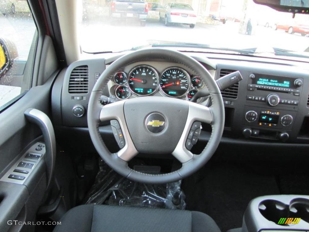 2011 Chevrolet Silverado 1500 LT Crew Cab Ebony Steering Wheel Photo #38404012