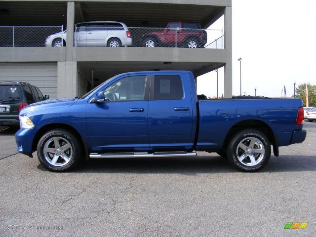 2010 Ram 1500 Sport Quad Cab 4x4 - Deep Water Blue Pearl / Dark Slate Gray photo #8
