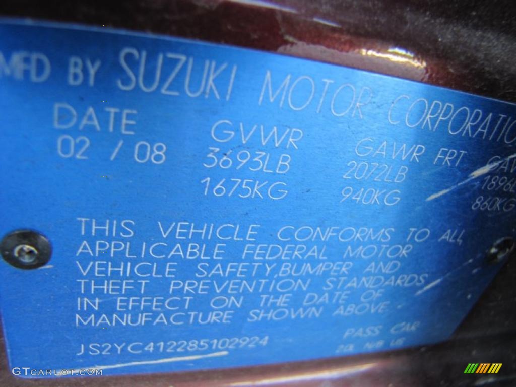 2008 Suzuki SX4 Sedan Info Tag Photo #38405278
