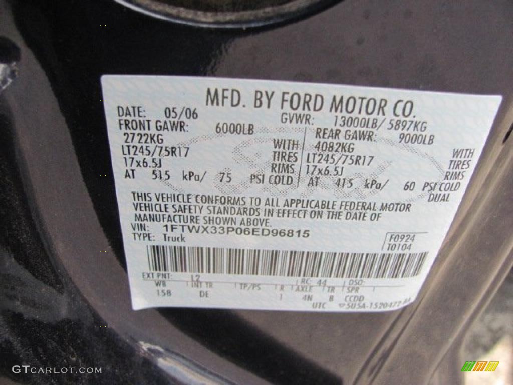 2006 Ford F350 Super Duty XLT SuperCab 4x4 Dually Color Code Photos