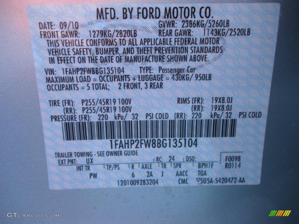 2011 Taurus Color Code UX for Ingot Silver Photo #38415881