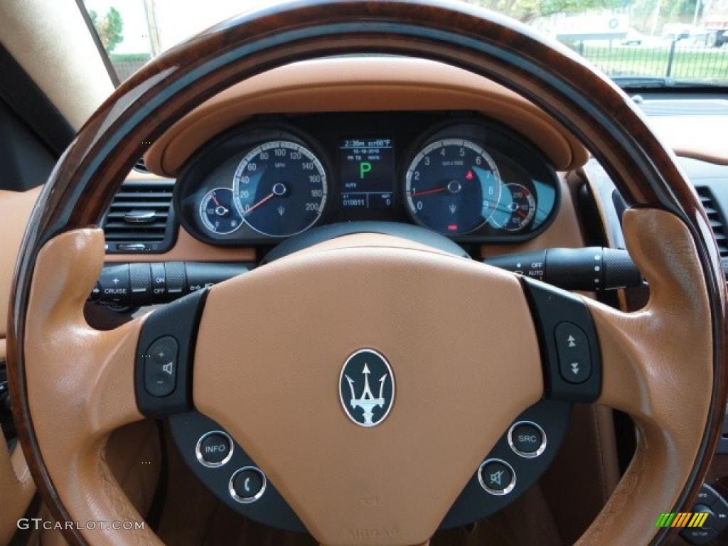2007 Maserati Quattroporte Executive GT Cuoio Sella Steering Wheel Photo #38416445
