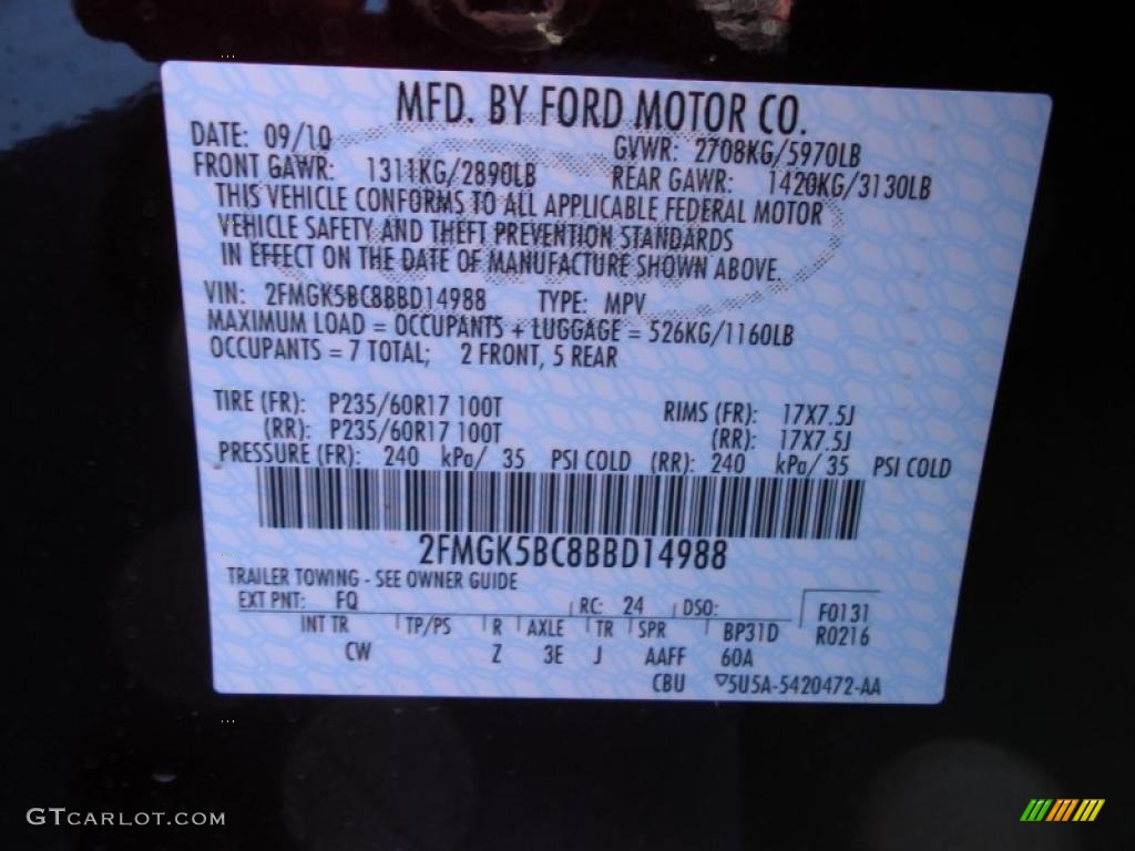 2011 Ford Flex SE Info Tag Photo #38416689