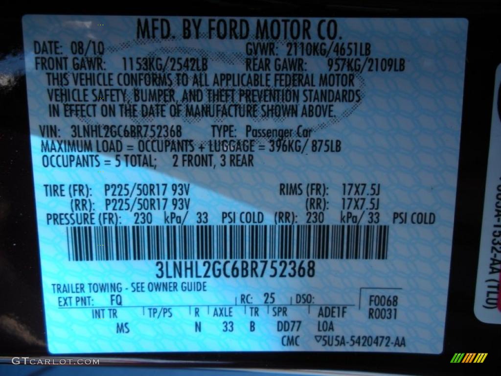 2011 MKZ Color Code FQ for Bordeaux Reserve Metallic Photo #38416893
