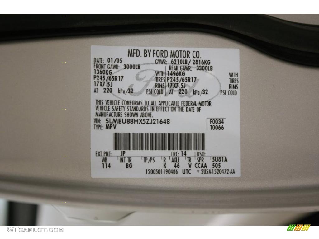 2005 Aviator Color Code JP for Silver Birch Metallic Photo #38418197